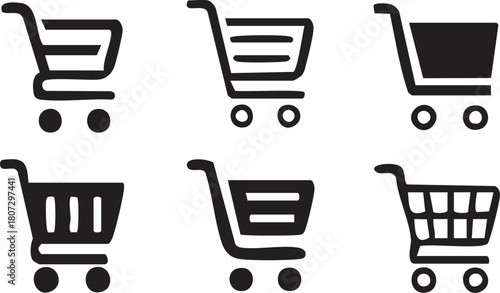 Shopping cart icon set, Full and empty shopping cart symbol, shop and sale, Vector illustration !