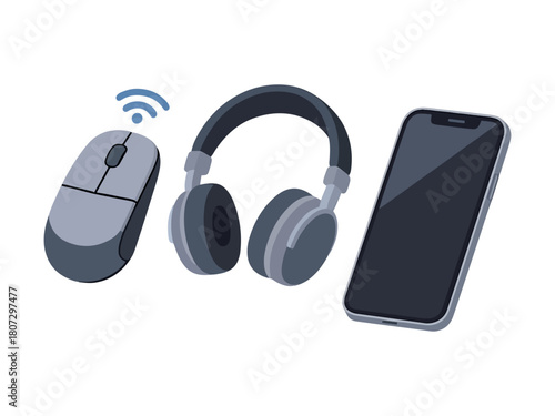 Gray vector set of electronic devices for infographics and design