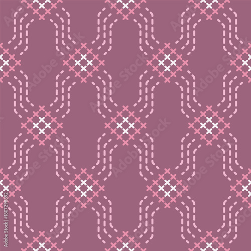 Embroidered Detailed Cross Stitch Pattern Geometric Textile Decorative Ornament