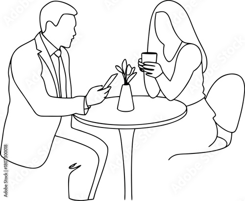 Business meeting coffee break modern line art