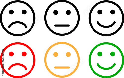 Emoticon faces showing different emotions from sad to happy