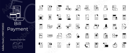 Bill Payment Duotone Editable Icons set