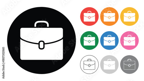 Colorful briefcase icons isolated on for business and finance