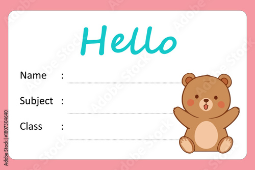 School Notebook Labels Vector Template Design