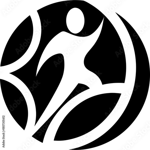 Abstract figure inside of circle on transparent background silhouette