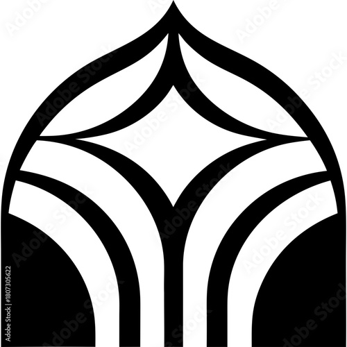 Abstract black and white design on transparent background silhouette