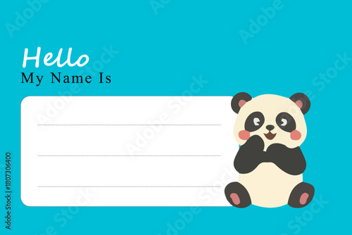 Name Tag Template for student school. concept ay bear
