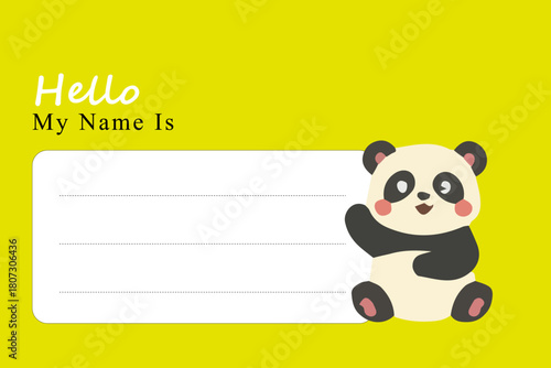 Name Tag Template for student school. concept ay bear