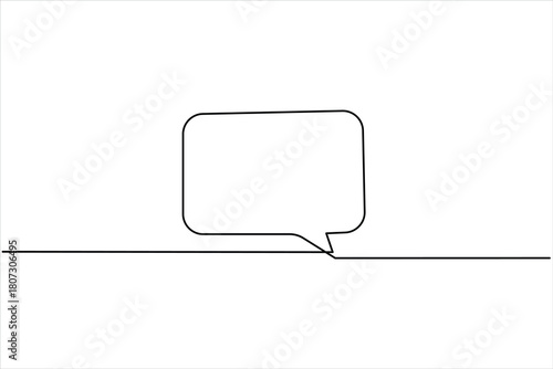 Speech bubble continuous one line drawing illustrating dialogue and communication vector art