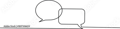 Speech bubble continuous one line drawing illustrating dialogue and communication vector art