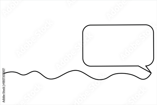 Speech bubble continuous one line drawing illustrating dialogue and communication vector art