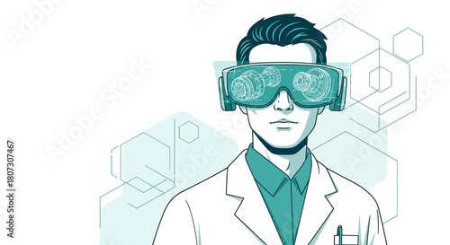 Engineer exploring mechanical designs using virtual reality innovative technology concept