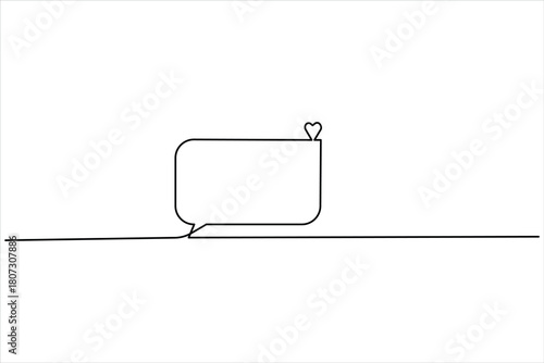 Speech bubble continuous one line drawing illustrating dialogue and communication vector art