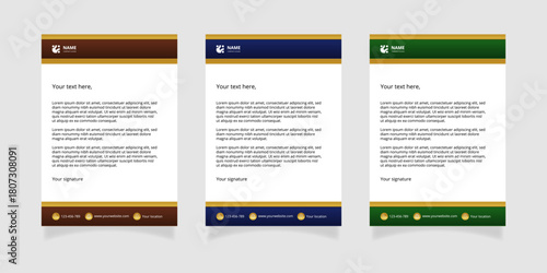 Modern set of corporate business stationery, letterheads, document templates. Professional minimalist design suitable for corporate branding, marketing materials and office identity presentations.