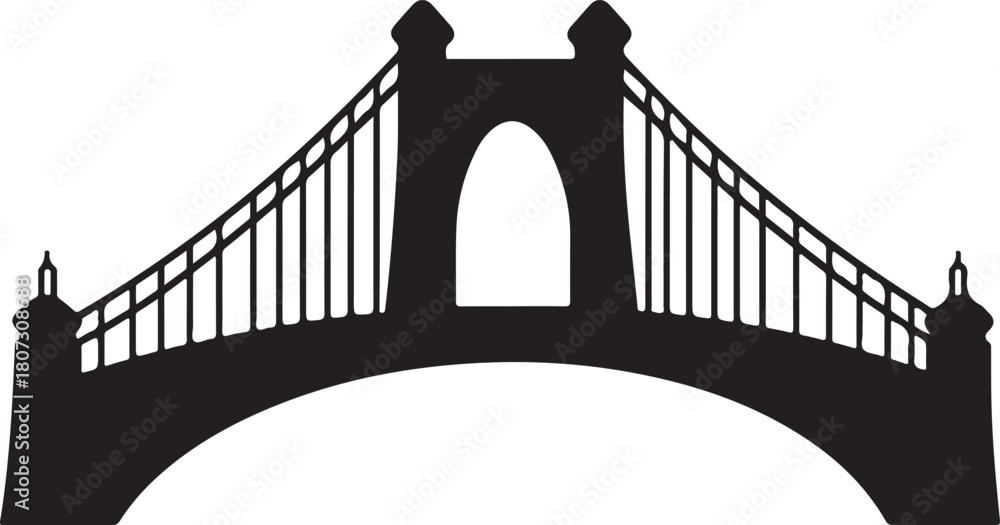 Fototapeta premium Bridge Silhouette Vector on Transparent Background