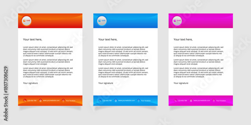 Modern set of corporate business stationery, letterheads, document templates. Professional minimalist design suitable for corporate branding, marketing materials and office identity presentations.