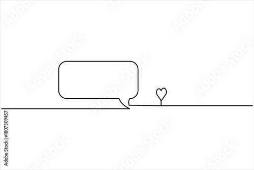 Speech bubble continuous one line drawing illustrating dialogue and communication vector art