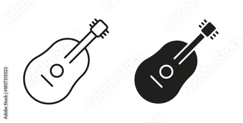 Guitar icons set isolated on white background flat vector illustration.
