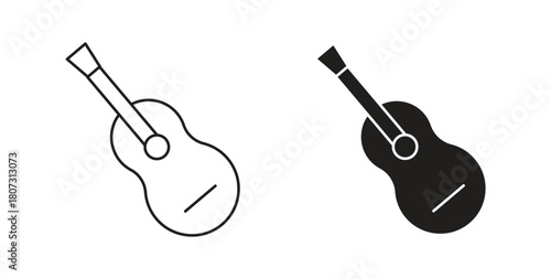 Guitar icons set isolated on white background flat vector illustration.