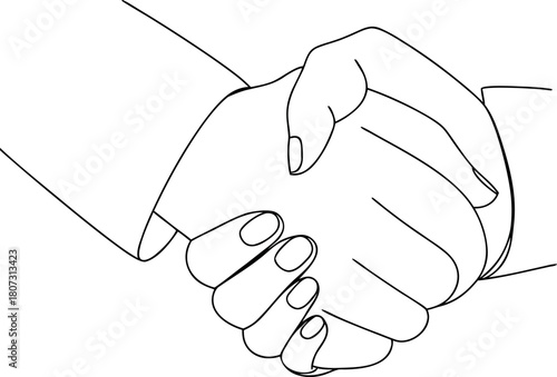 Handshake outline two people agreeing in business