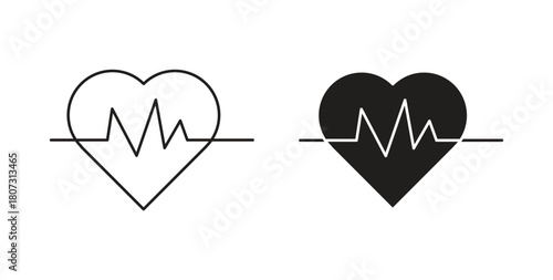 Heartbeat icons set isolated on white background flat vector illustration.