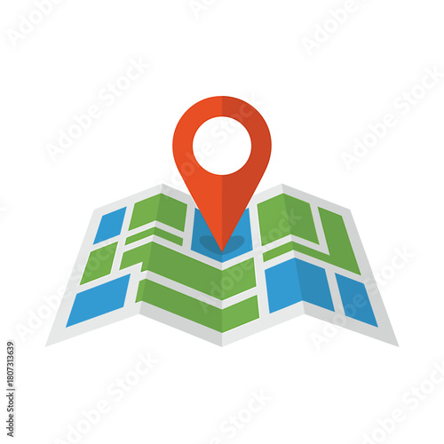 Map with red location pin icon showing destination pinpointing