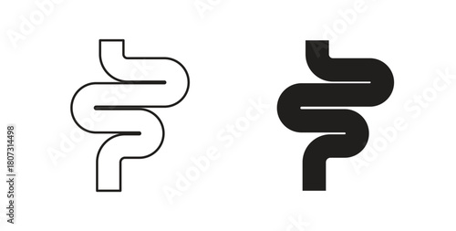 Intestine icons set isolated on white background flat vector illustration.