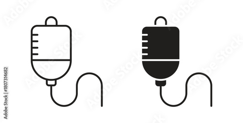 IV bag icons set isolated on white background flat vector illustration.