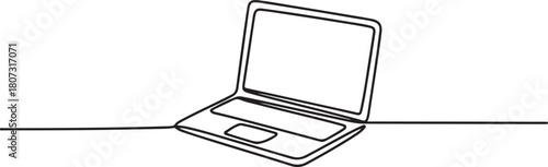 Single line drawing of laptop gadget isolated.one line icon with with white background