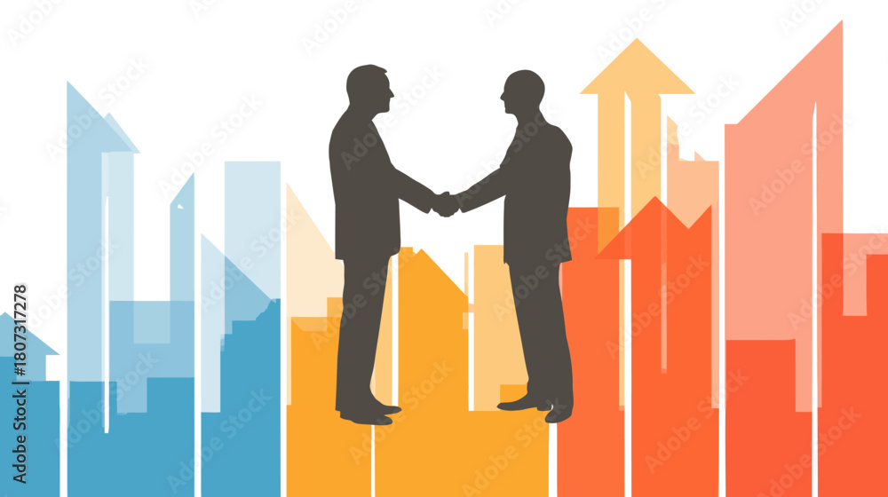Fototapeta premium Business Partnership Handshake with Cityscape Background Representing Corporate Growth, Success, and Collaboration