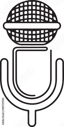 microphone line art style illustration vector eps 10.one line icon with with white background