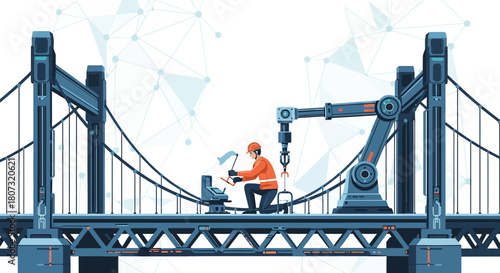 Advanced engineering utilizing robotics and human expertise for bridge structure maintenance