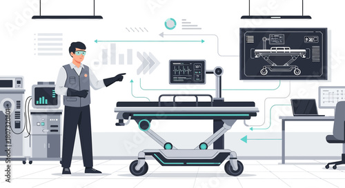 Advanced medical equipment and medical professional showcasing innovative healthcare technology