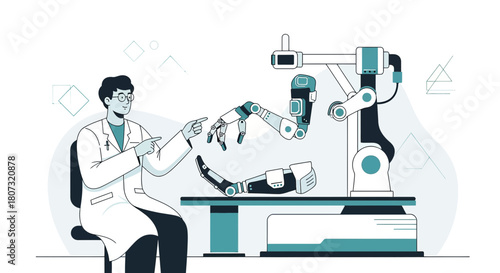 Advanced prosthetics research: scientist examines robotic arm technology development