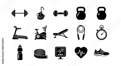 health and fitness icons set