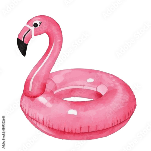 watercolor float pool. Watercolor vector cute swimming ring set collection. flamingo float