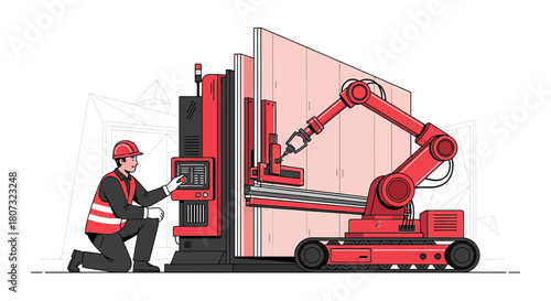 Automated manufacturing cell showcasing human-robot interaction in industrial setting for accuracy