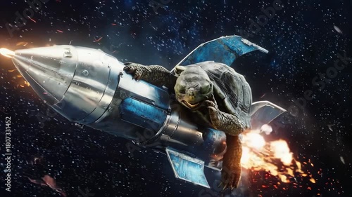 Turtle Takes Flight: A Rocket-Powered Journey Through Space and Beyond!