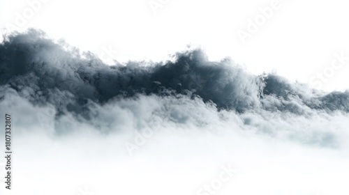 Dramatic Blue Cloudscape on White Background