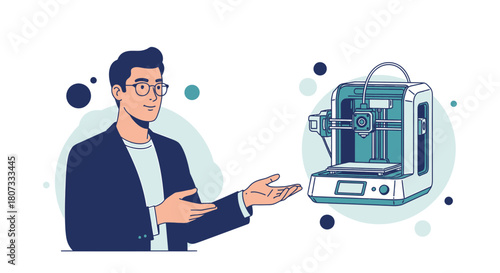 Presentation of 3D printing technology by a professional for innovative solutions