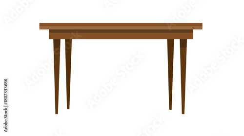 Simple Wooden Table Vector Illustration Set (Flat Design, Dining Table, Furniture Element)
