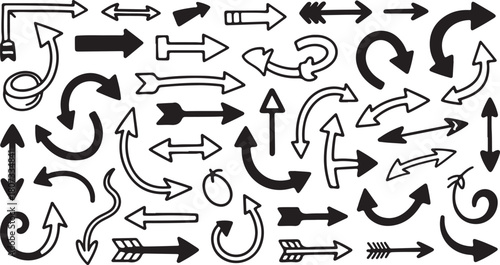 Diverse arrows showcase varied styles and directions against a transparent backdrop, showing clear navigation options