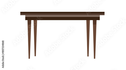 Simple Wooden Table Vector Illustration Set (Flat Design, Dining Table, Furniture Element)