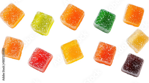 Colorful Assorted Gummy Candies on transparent background