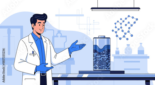 Scientist presents innovative battery technology breakthrough in modern laboratory setting