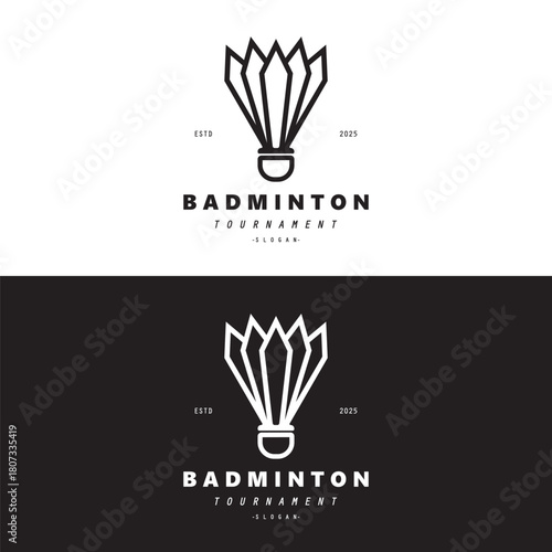 Badminton sports Logo Vector with Shuttlecock and racket for badminton club, badminton sports tournaments champions.
