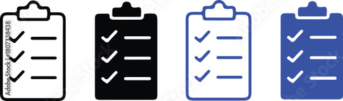 four clipboard linear icons set style vector art 