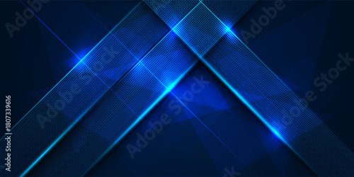 Abstract dark blue gradient background with geometric overlap design. Blue background with shadow and lights. Abstract background texture design, poster, banner blue background. Eps10 Vector