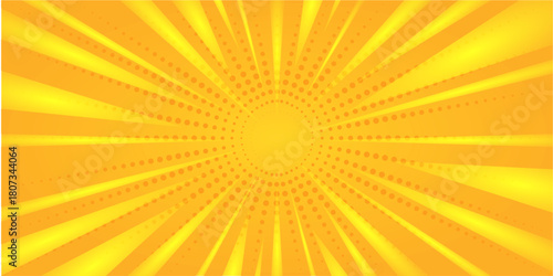 Central Yellow Sunburst Halftone Background