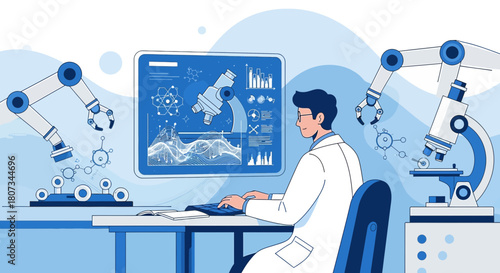 Innovative scientific research laboratory with robotic automation for advanced diagnostics and